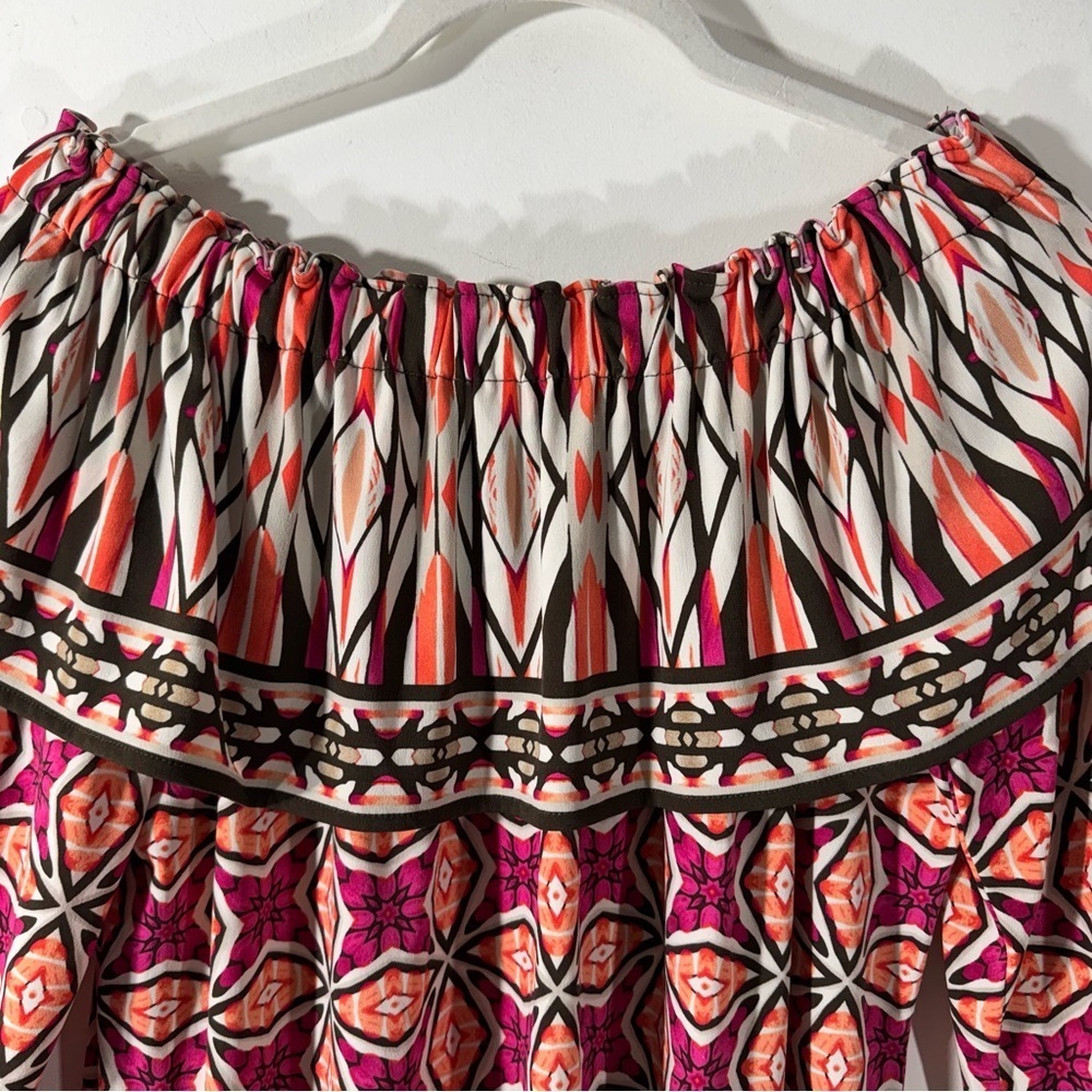 Chico’s Off the Shoulder Geometric Print Top - Picture 2 of 8